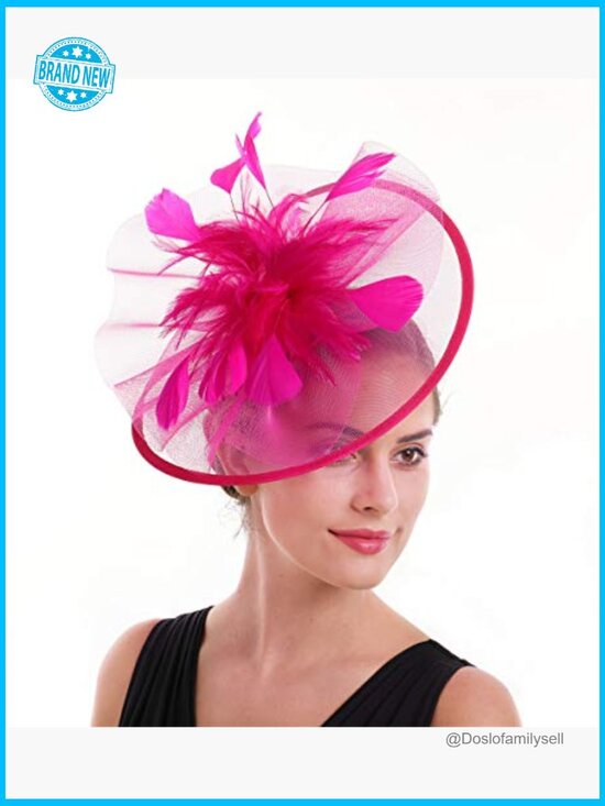Fascinator Feather Tea Party Hat Veil Headband Hair Clip Cocktail Derby main image 5